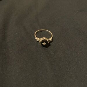 Silver and onyx art deco ring